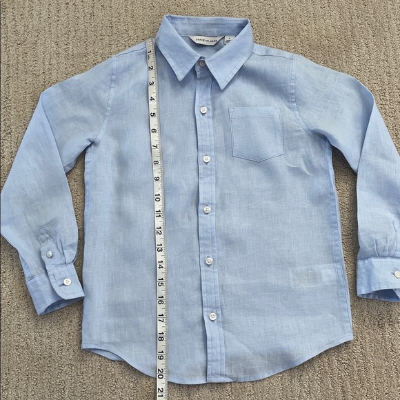Janie and Jack Light Blue Linen Blend Button Down Shirt Boys Size 6 EUC - Picture 6 of 11